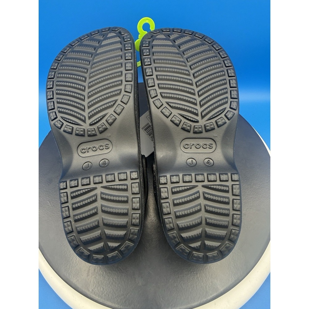 CROCS Kids Classic Black Glitter Mary Jane Clogs Size Junior 4 Slip On Sandals‎ - Picture 8 of 8